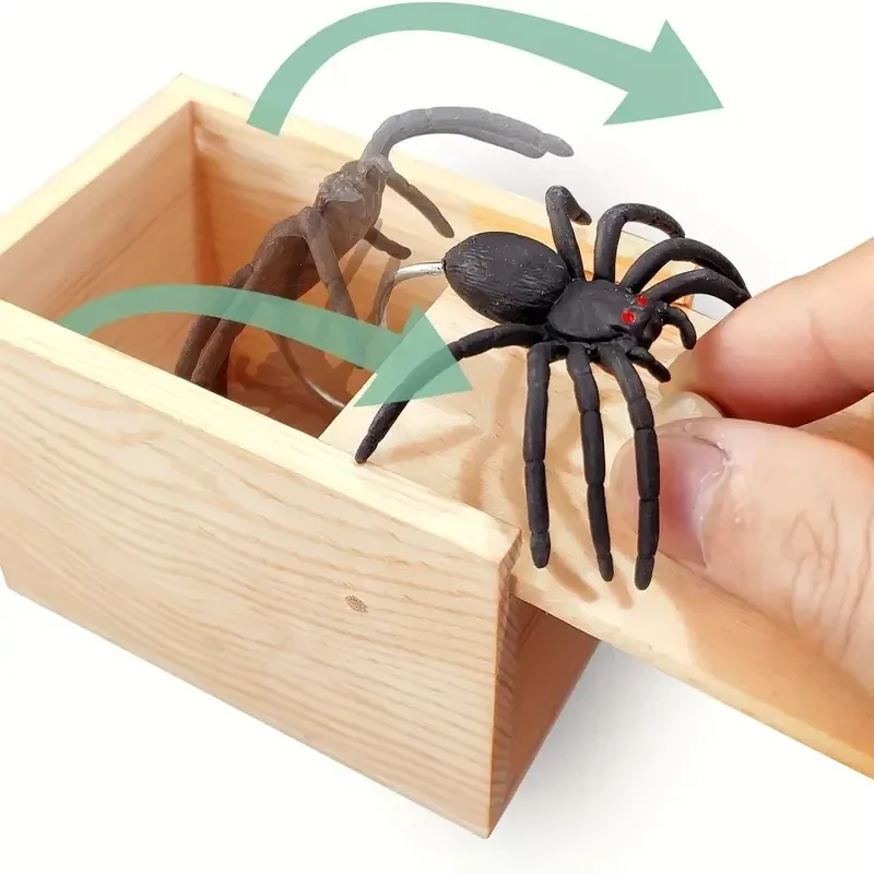 Prank Scare Box Trick Spider Funny Wooden Hide Box Quality Prank Fun game Prank Friends toy holiday gift