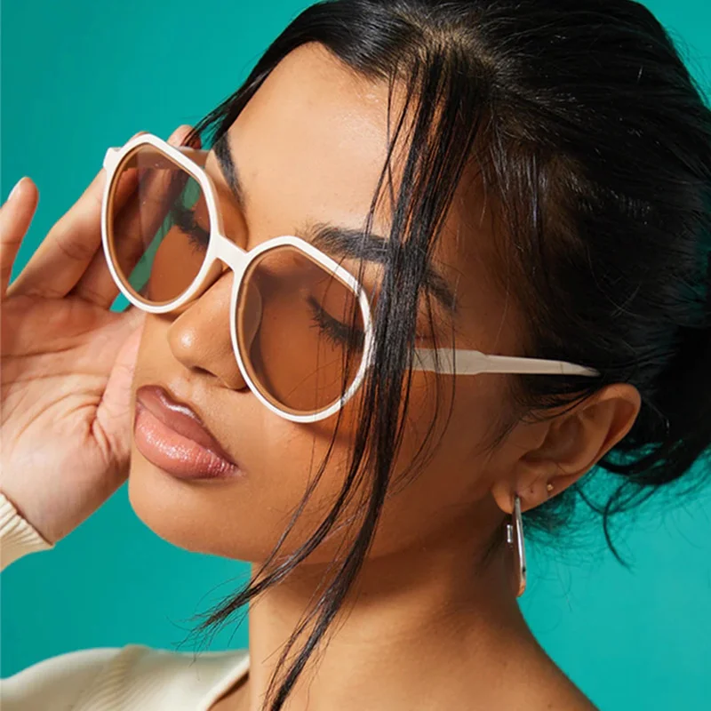 

New Round Sunglasses Woman Vintage Brand Designer Mirror Sun Glasses Female Fashion Personality Irregular Oculos De Sol