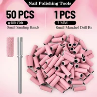Pink 3MM Sanding Bands 50 Pcs With Mandrel Bit Se 180 Fine Grit Small Nail Files Sanding Band for Acrylic Nails Gel Manicure 1