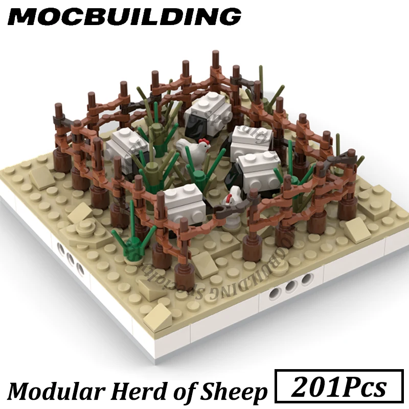 

Modular Herd of Sheep Desert Village Sheepfold Scene MOC Building Block Bridge Model DIY Education Brick Children's Toy Gift