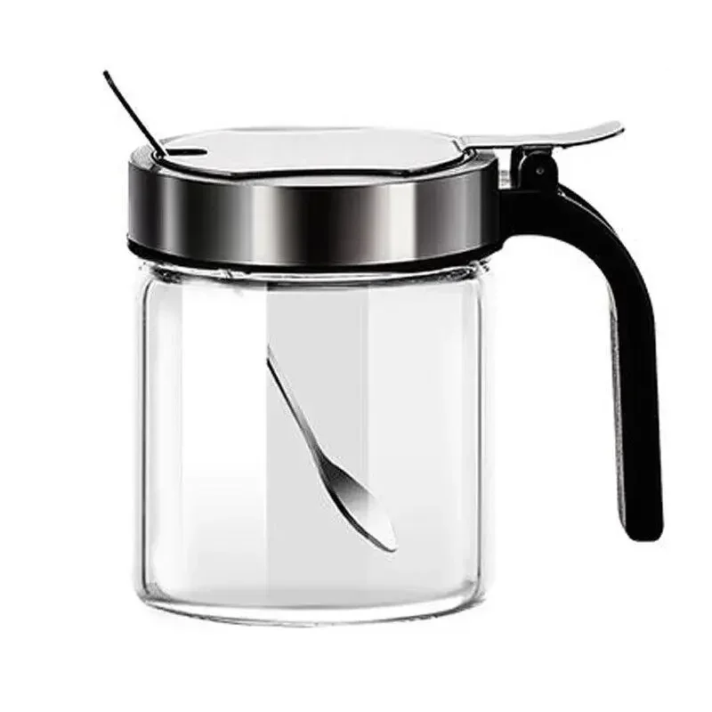 Hot 300ml Spices Glass Seasoning Jar with Spoon Sugar Bowl Salt Dispenser Container Kitchen Accessories Storage Supplies LIJIAO
