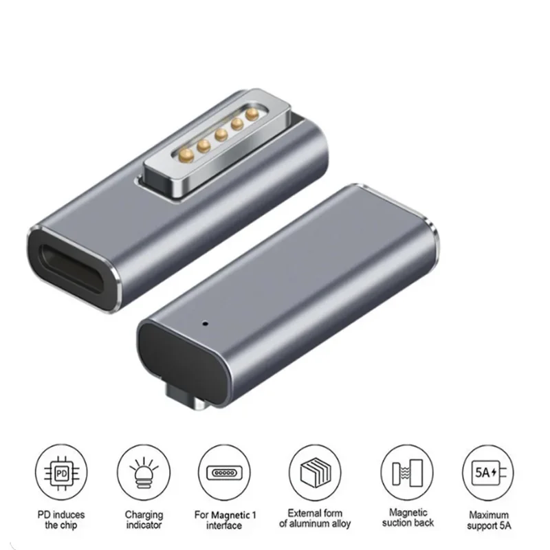 마그네틱 DC USB C 어댑터 DC 타입 C USB C - 맥세이프 1 2 커넥터 100W 고속 충전 마그네틱 플러그 어댑터 (맥북 에어/프로용)