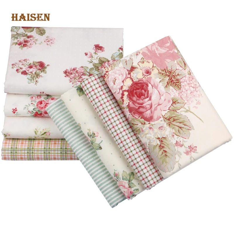 Printed Twill Cotton Fabric,DIY Sewing Quilting Patchwork Clothes Material For Baby&Child,8pcs,40x50cm,Rose Flowers Calico Set