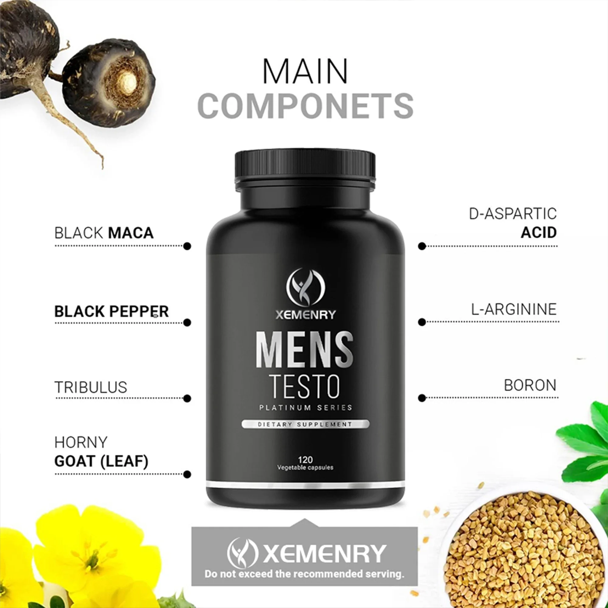 Men's Supplements-Reduces Fatigue, Enhances Male Function, Supports Muscle Growth, Vascular Function and Energy-120 Capsules