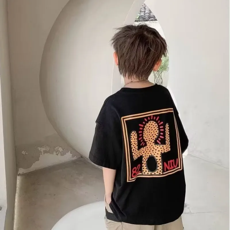 

Boys' Summer Short Sleeve T-shirt New Small And Medium Children's Round Neck Top Children's Casual Versatile Half Sleeve Fashion