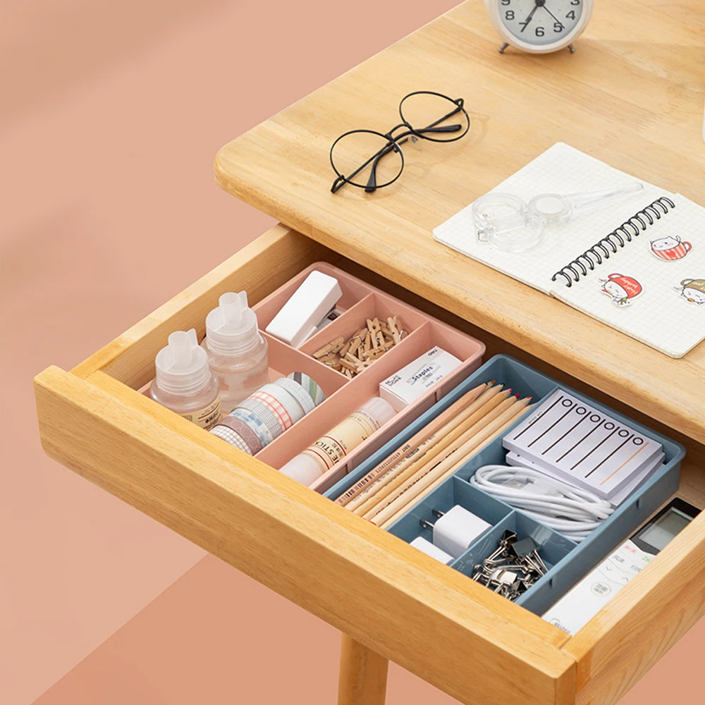 Drawer Organizers Desk Drawer Organizer Desk Sundries Stationery Storage Box Bin Cosmetics Makeup Organizer Home Office Drawer Divider Container