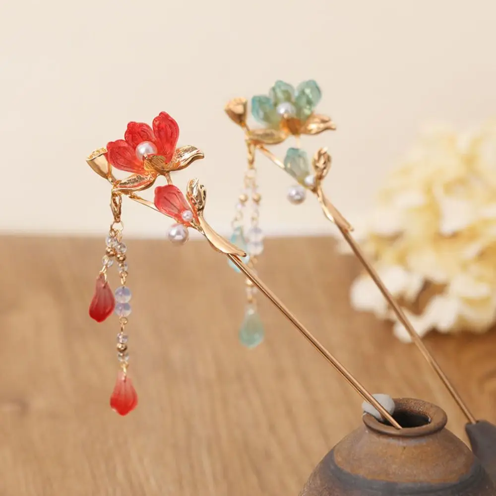 

Tassel Flower Hair Stick Classic Hairpin Hair Fork Pearl Hair Stick Chinese Style Hair Chopsticks Hanfu Hair Stick