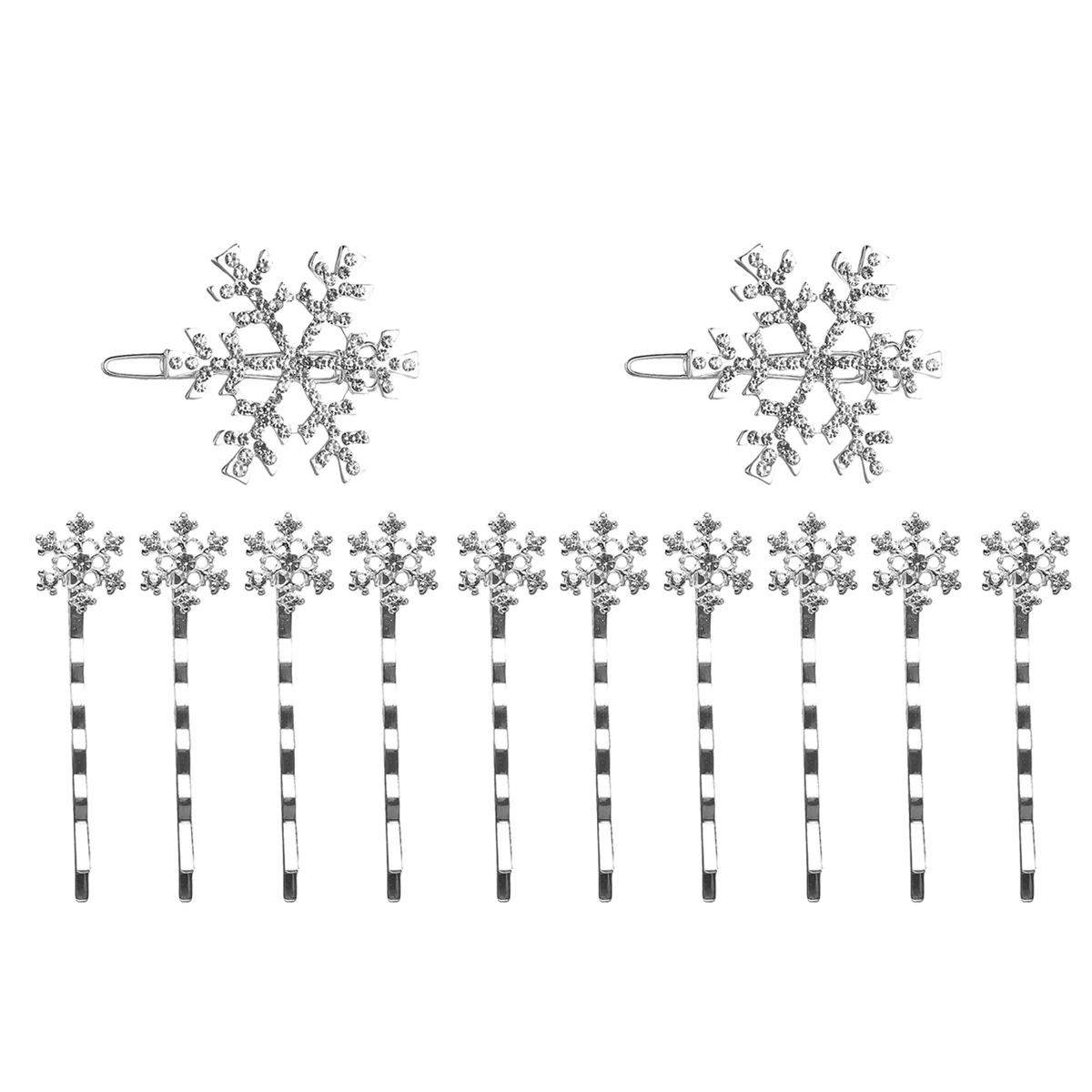 

12pcs Christmas Snowflake Hair Clip Rhinestone Snowflake Hairpins Shiny Bobby Winter Hair Barrettes for ( )
