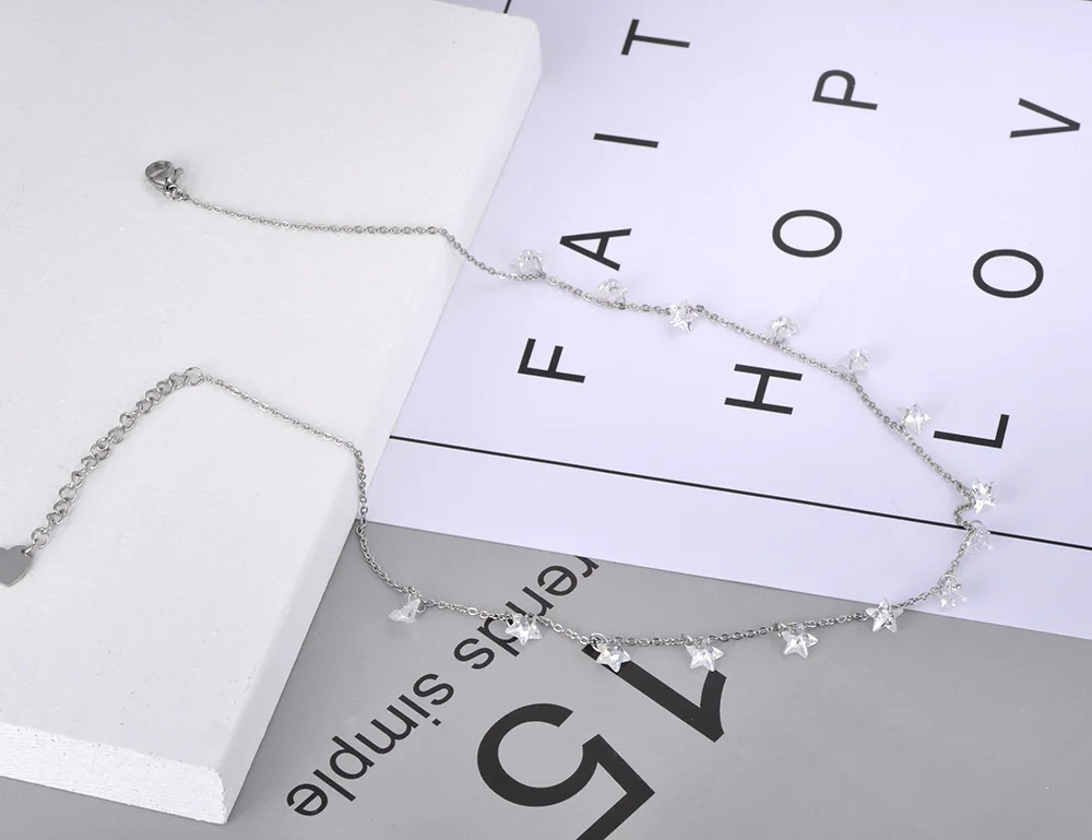 Lokaer Fashion Bohemia Stainless Steel White Star CZ Crystal