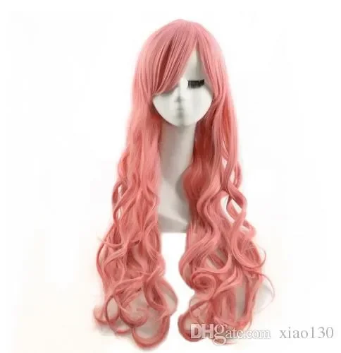

Japanese fashion anime Luca harajuku long cos pink curly wig wholesale female