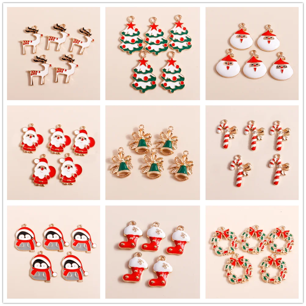 Leslie 10 stücke 23*17mm Cartoon Weihnachten Santa Claus Charms Für Schmuck Machen Diy Nette Weihnachten Ohrring Armband neceklcae Anhänger