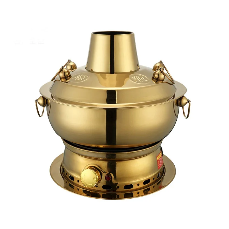 30CM Thickening Copper Hot Pot Home Large Capacity Electric Charcoal Dual-use Hot Pot Sturdy Durable Anti-scalding Easy To Clean