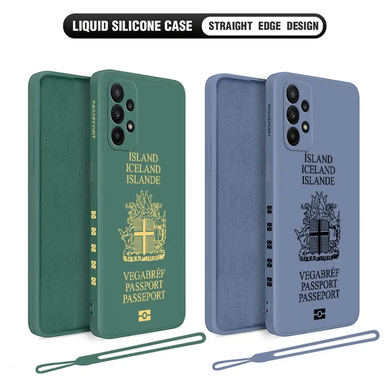 Чехол для телефона из исландского паспорта, жидкий силиконовый чехол для OPPO A54, A74, A57, A96, A76, A36, A95, A12, A15, A15S, A16, A16K, A9, A5 2020, 4G