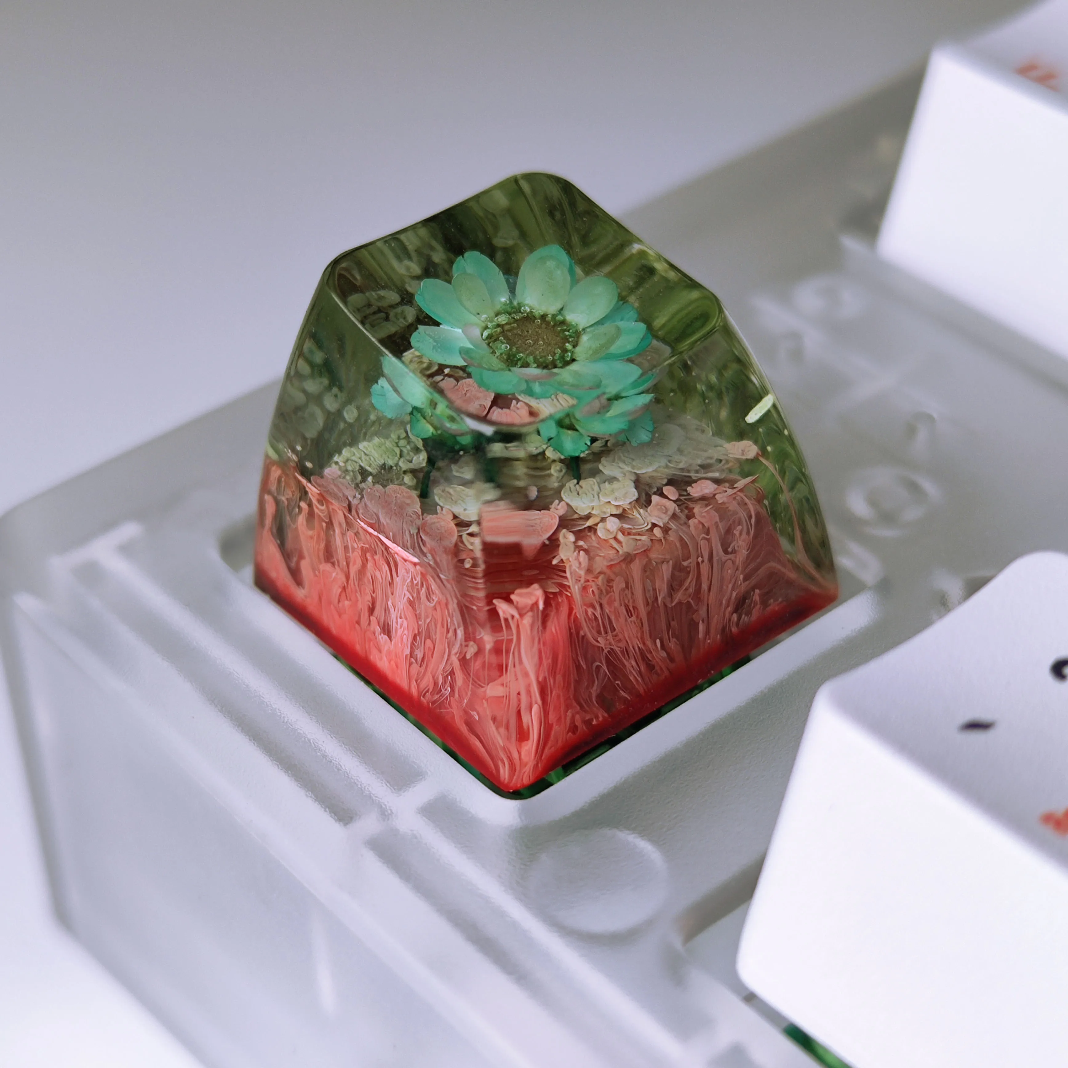 Personalizado Resina Artesanal Keycaps Resina Faça Você Mesmo Teclado Mecânico Única SA Flor Menina Pretty Esc Keys Presente Diy