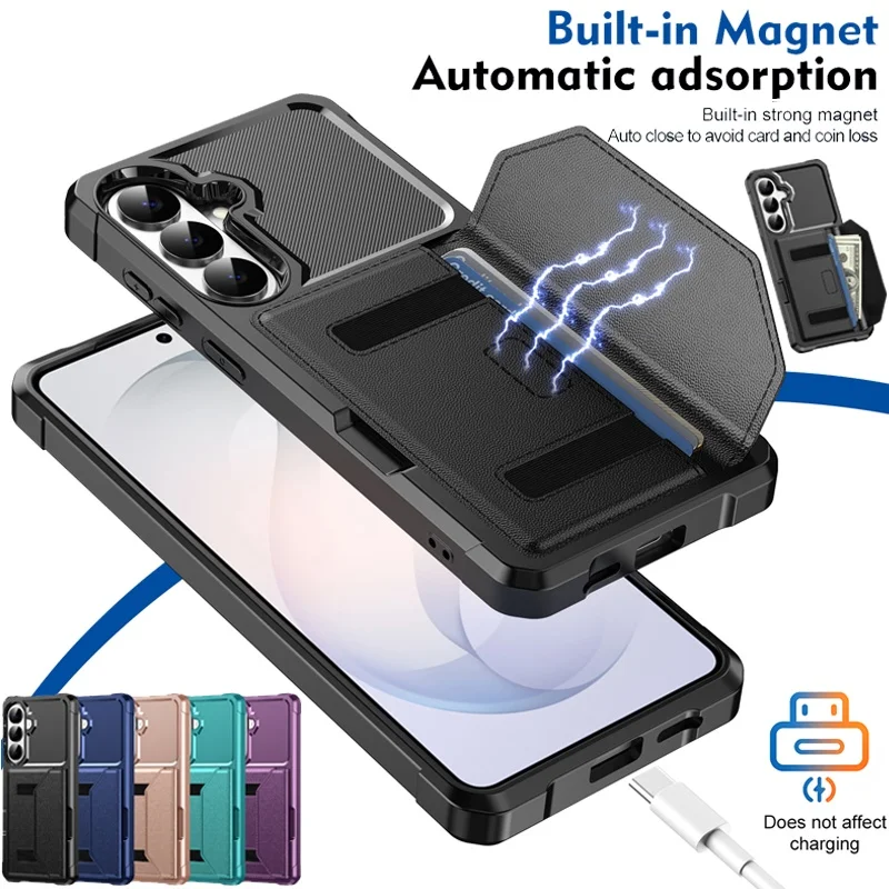 Magnetic Leather Wallet Phone Case with Cardholder and Enhanced Protection