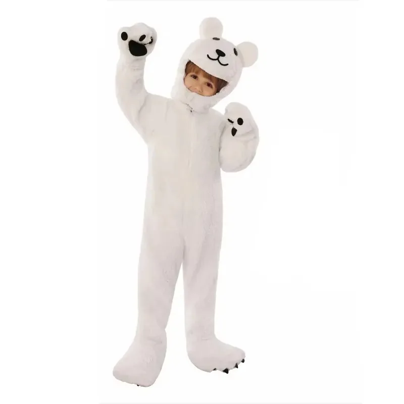 Arctic Polar Bear Costume for Kids Animal Bear Jumpsuit Halloween