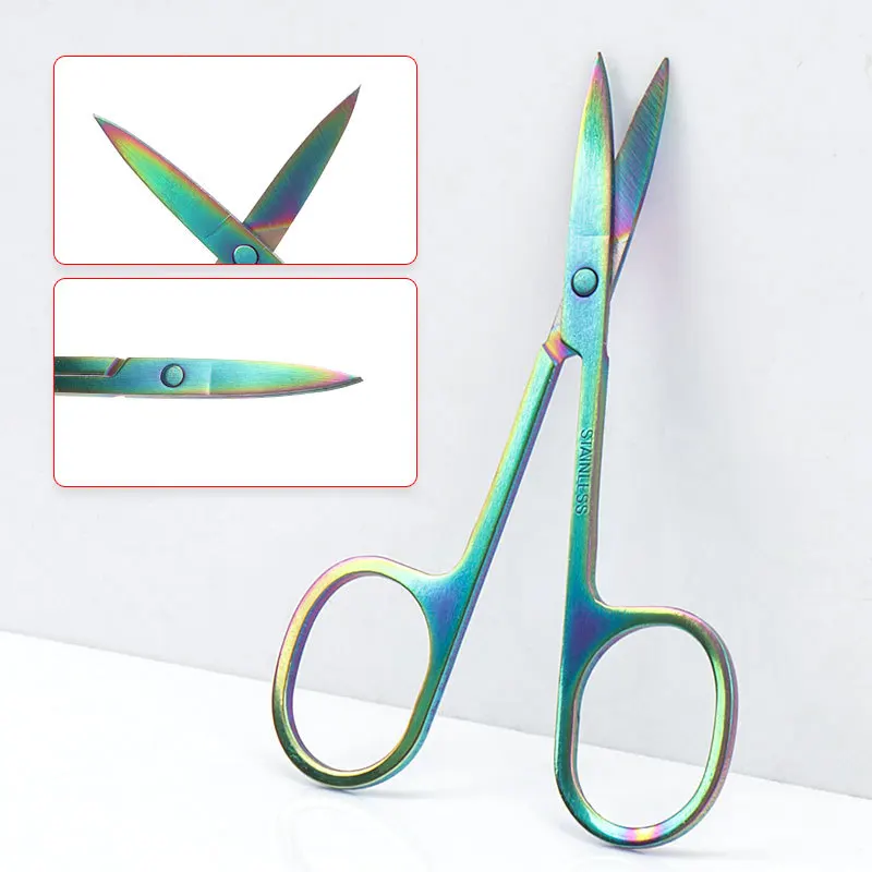 1 Pc Eyebrow Trimming Scissors Stainless Steel Small Nail Tools Manicure Facial Nose Hair Scissors Women Makeup Beauty Tool 2