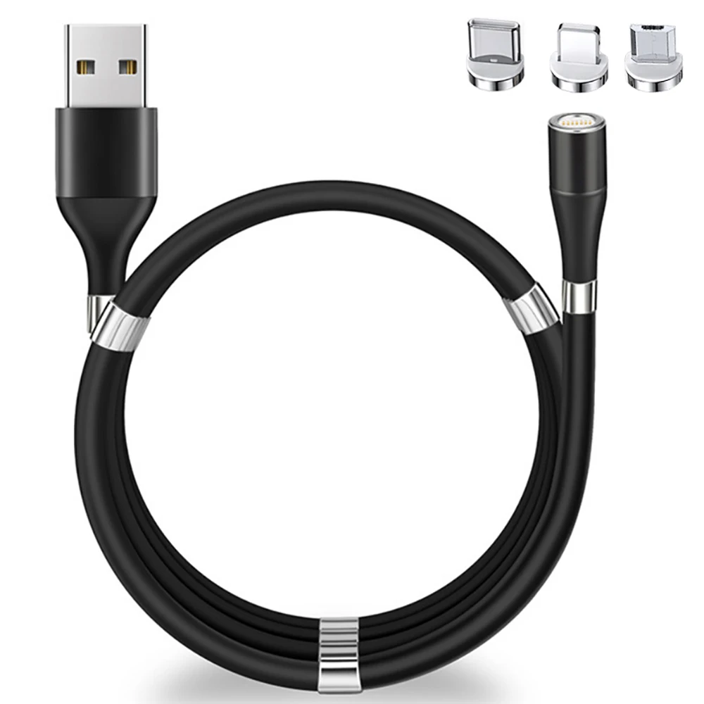 Cable Magnético 3A, Cuerda Magnética De Carga Rápida, Cable Retráctil, Cargador Magnético, Línea De Datos Para Iphone 13 Xiaomi Micro USB Tipo C - AliExprs