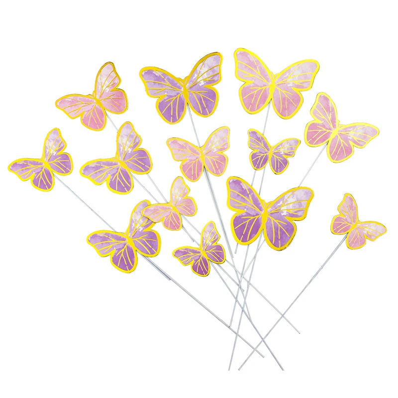 Elegant Gold & Pink Butterfly Cake Toppers - Princess Party & Wedding Decor