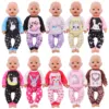 Handmade Crew Neck Pajamas For 18Inch American Doll Accessory Girl 43 cm Baby Born Clothes 43 cm Doll Accessories Our Generation 1