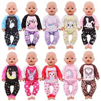 Handmade Crew Neck Pajamas For 18Inch American Doll Accessory Girl 43 cm Baby Born Clothes 43 cm Doll Accessories Our Generation 1