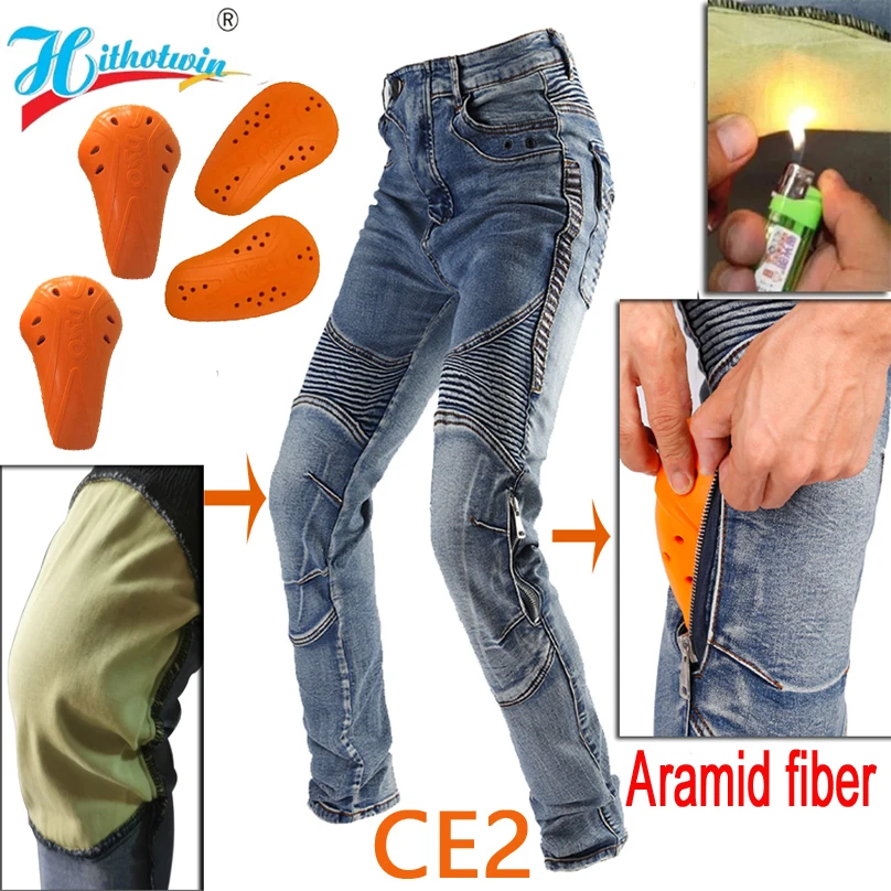 케브라 Kevlar 오토바이 청바지 남성 오프로드 모토 크로스 바지 모토 바지 레저 라이딩 바지 보호 오토바이 청바지 바이크 진 레이싱 바지 바이커 팬츠 Hithotwin Kevlar protection