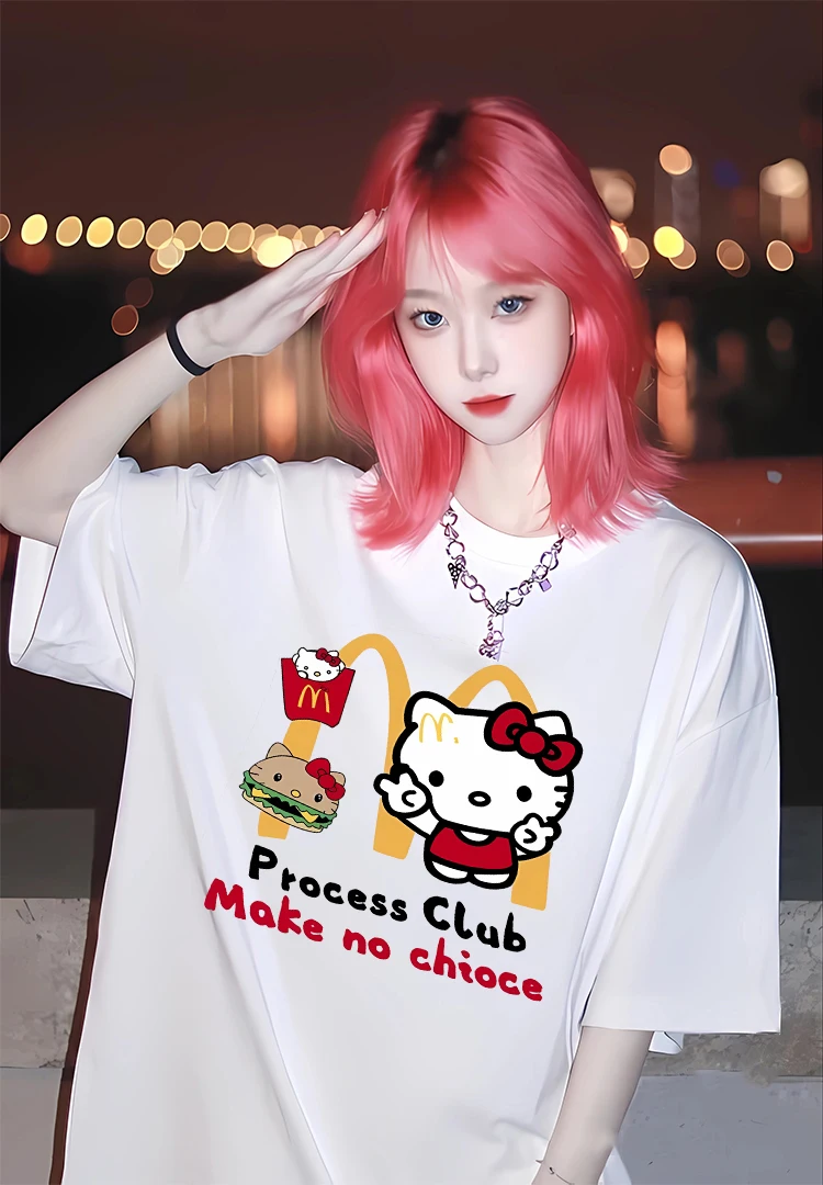 

Летняя трикотажная Женская Базовая футболка Y2K в стиле K-Pop с милым рисунком