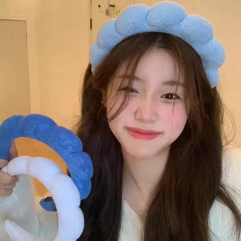 موضة الإسفنج عقال للنساء الفتيات منتفخ رباط شعر ماكياج فقاعة ريترو تيري القماش Headbands إكسسوارات الشعر أغطية الرأس