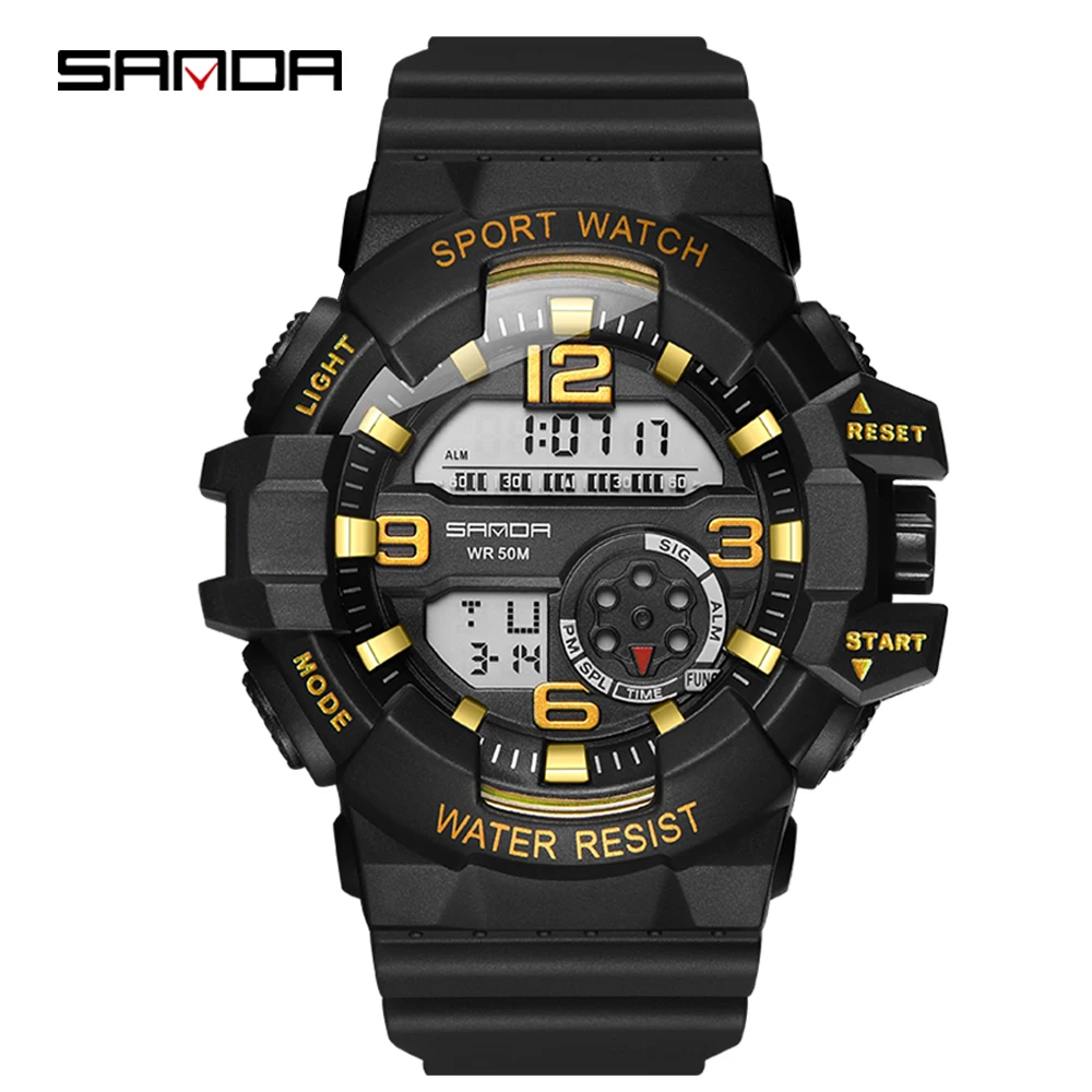 

2022 Sanda Brand Digital Watches Men Waterproof Alarm Clock Led Electronic Watch Sport Chrongraph Wristwatch Relogio Masculino