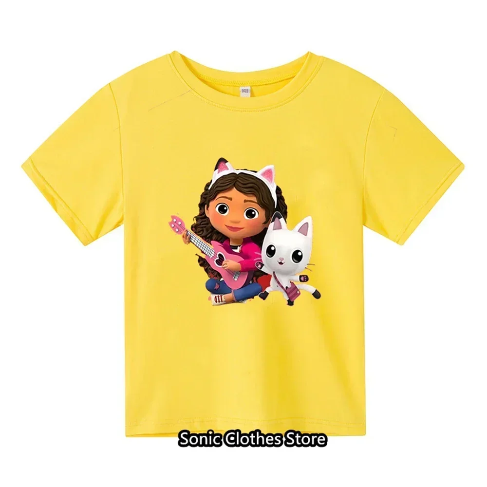 2024 New Gabby Doll House T-shirt Children's Short Sleeve Boys Cartoon Gabby Cat Girls Casual Short Sleeve 6