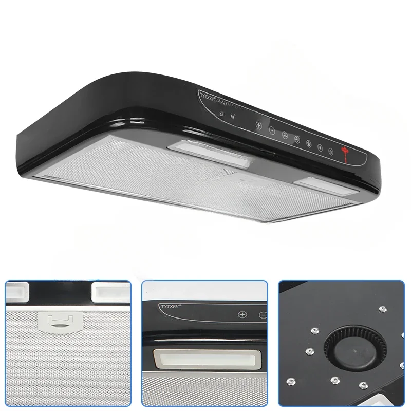 FreeShip Stock 12V Car Kitchen Range Hood Stainless Steel With LED Removable For Cleaning Caravan Motorhome Camper Range Hood