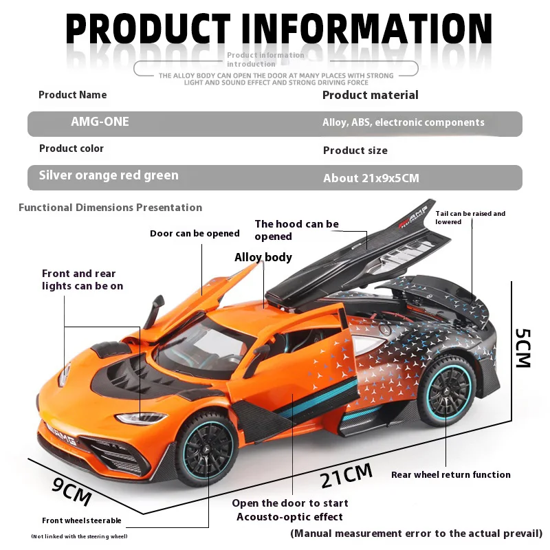 AMG-ONE 합금 모델 자동차, 자동차 센터 콘솔을 위한 독특한 장식, 멋진 데스크탑 장식품, 재미있는 자동차 액세서리