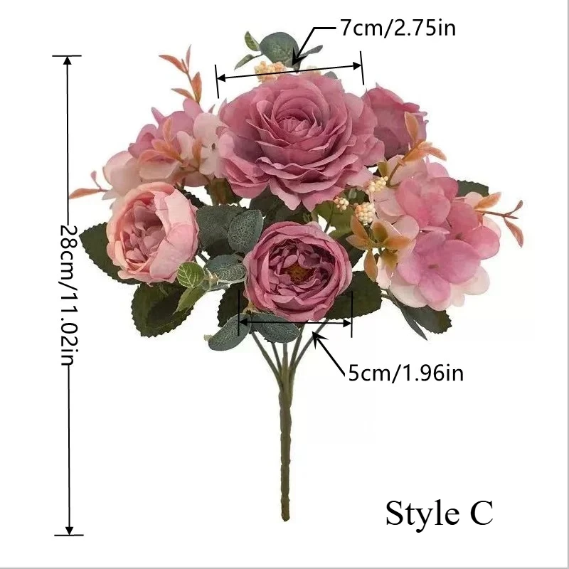 Rose Silk Peony Artificial Flowers Bouquet 5 Big Head 4 Bud for Home Wedding Decoration In Door 30cm artificial plants,artificial flowers,artificial flower bouquet,artificial flower