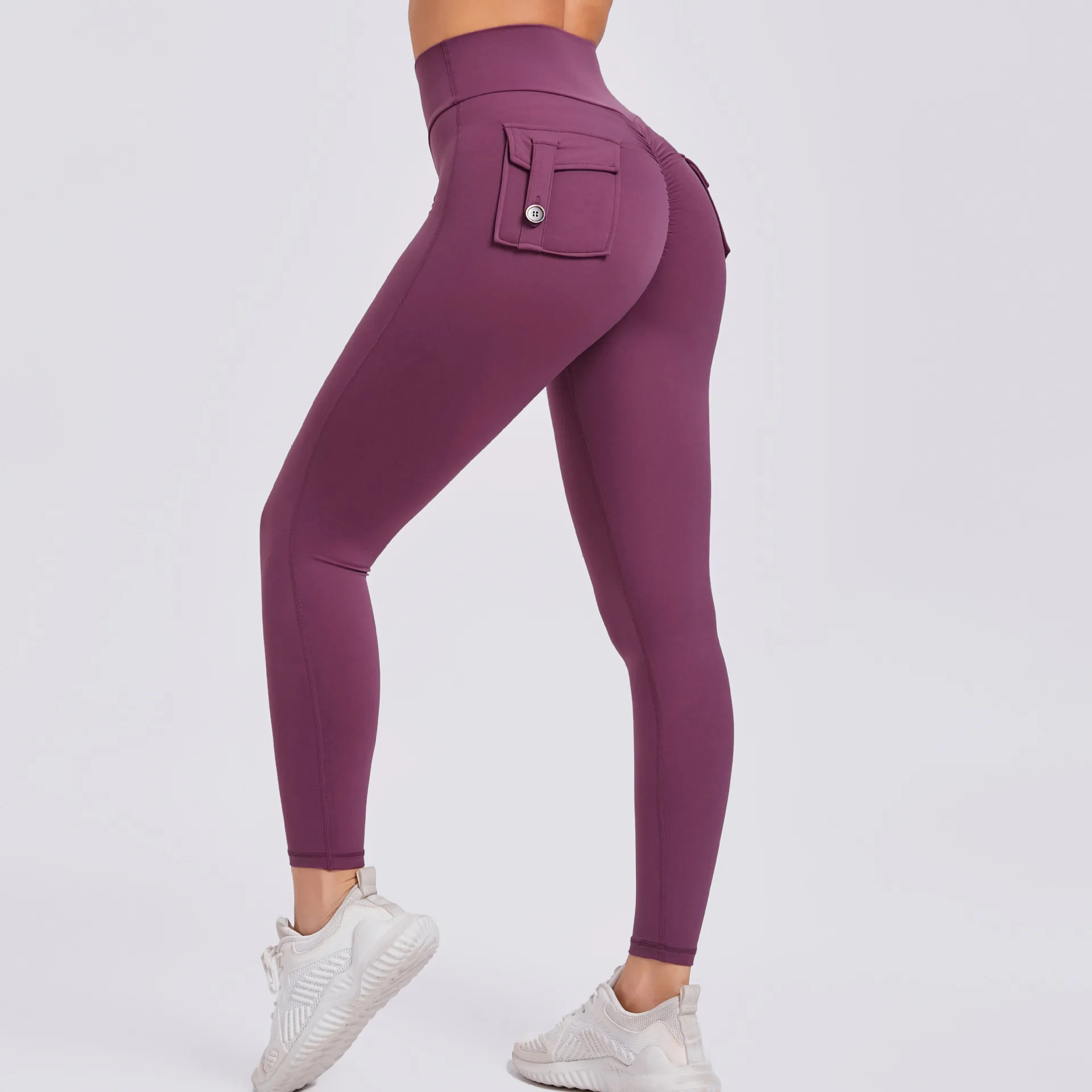 Fitness Women Sport Pocket Leggings High Waist Elastic Solid Yoga Leggings Gym Jogging Quick Dry Push Up Slim Pants Female Tight