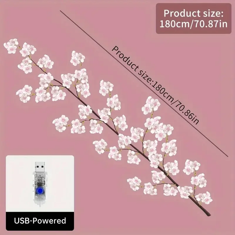 E5 Cherry Blossom LED Lights 96LEDs 8 Modes USB Powered DIY Home Decor Lamp Party Wedding Christmas Festival Home Festive Decor