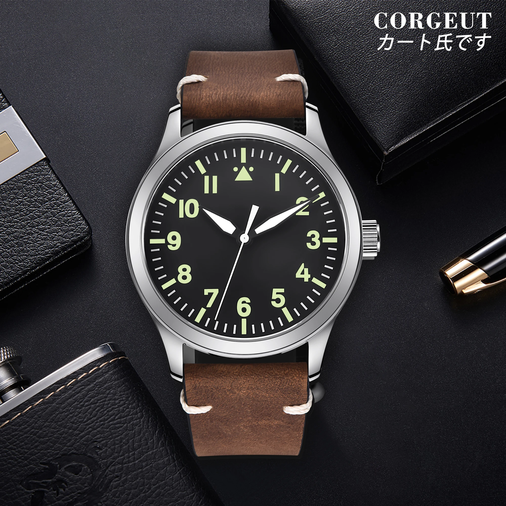 Corgeut Orologio Automatico Uomo Con Movimento Giapponese NH35 - Quadrante Bianco, Cristallo Zaffiro, Data, Impermeabile 50m, Cinturino In Acciaio
