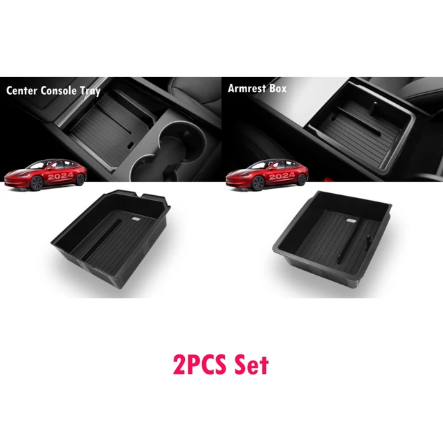 Set Organizzatore Tesla Model Y/3 (2021-2024) - 3 Pezzi Per Console Centrale, Bracciolo E Vanetto Nascosto