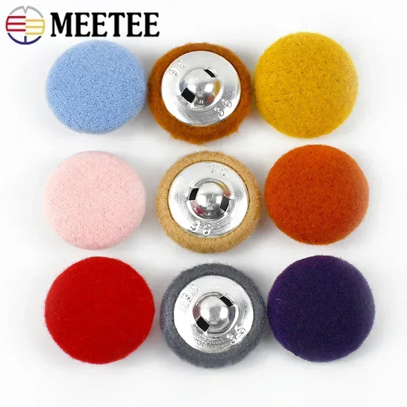 Meetee 50Pcs 15-38mm High-grade Cashmere Covered Buttons Windbreaker Coat Button DIY Sewing Clothing Scrapbooking Accessories 2
