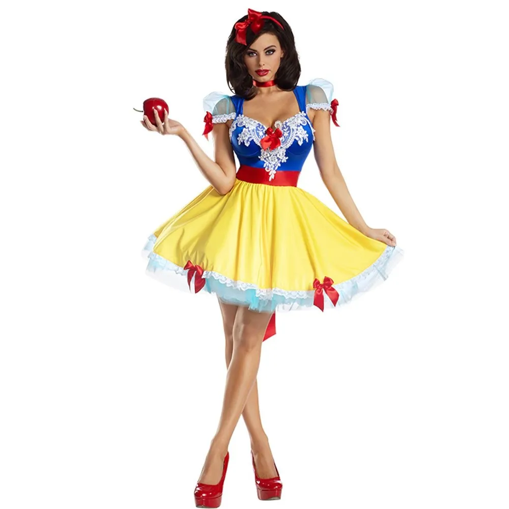 

2022 New Sexy Adult Anime Snow White Princess Party Costume Halloween Christmas Cartoon Fairy Tale Fancy Queen Cosplay Dress