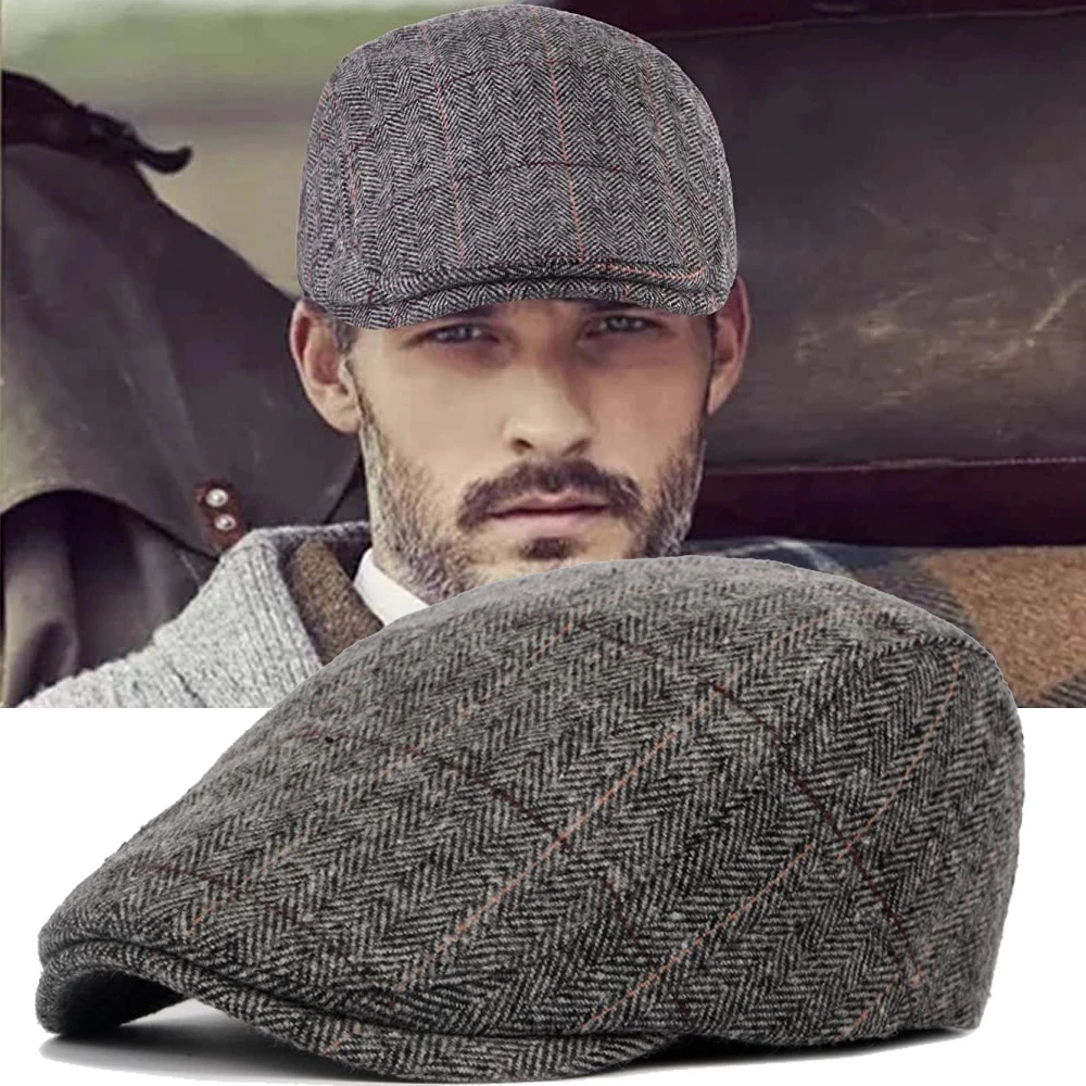 Classic Plaid Stripe Cap for Men Women Winter Cotton Flat Ivy Vintage Gatsbay Hat Irish Outdoor Cabbie Beret Painter Hat beret hat,newsboy cap,newsboy hat