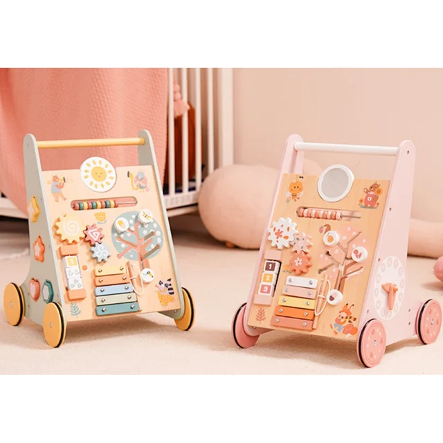 Robotime Robud Wooden Baby Walker with Wheels Montessori Push Toys for Babies Learning to Walk Baby Walkers Activity Center 1