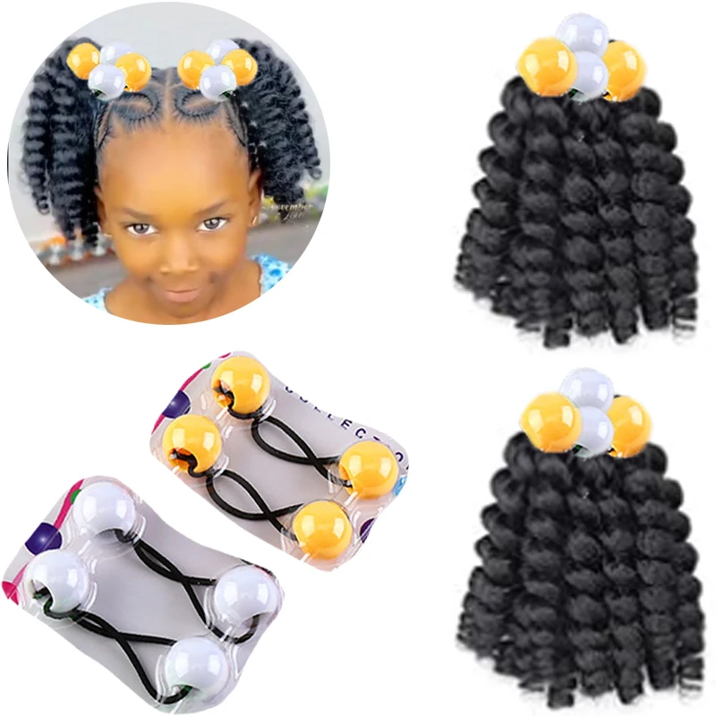 2pcs Large 20MM hair beads ponytail accessorie for kids 7inch  box braid elastic hair extension synthetic with big bubbles balls 6