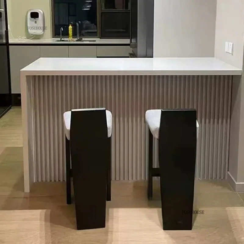 American Solid Wood Bar Chairs Nordic Island Table Dining Chair Home Bar Designer Backrest Stools Front Desk High Chair