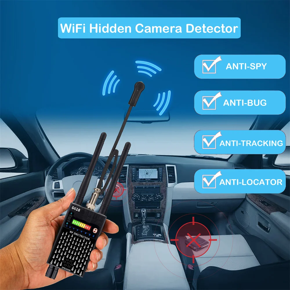 Anti-Spy Wireless RF Signal Automatic Detector GPS Tracker Frequency Scan Camera Detect WiFi GSM Audio Bug Finder Device Scanner hidden camera detector infrared camera detector camera detector signal detector