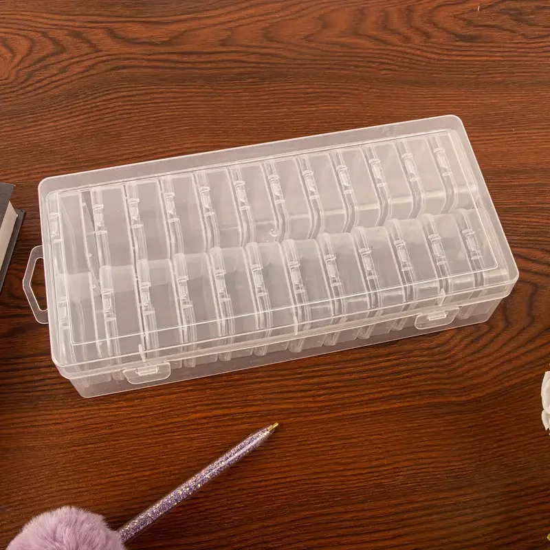 1 set of 24 grid transparent plastic storage boxes-perfect for storing diamond paintings, beads, jewelry, and nail accessories