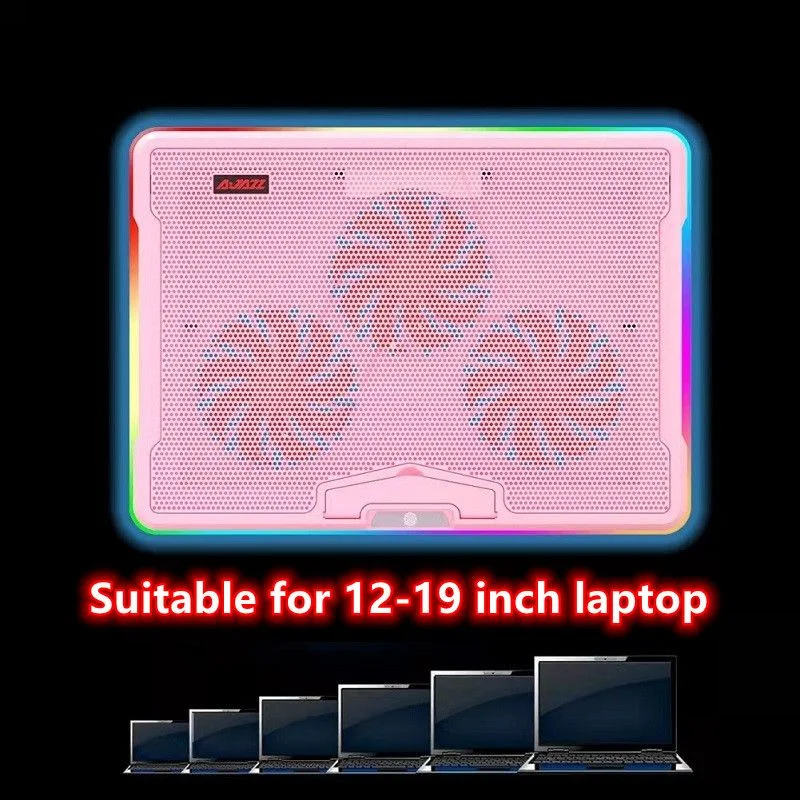 Laptop Cooler RGB Pink Cute Laptop Cooling Bracket Gamer Macbook PC Loptop Fan Cooler Heatsink Stand with RGB Light Effect 7gear mini speaker for laptop