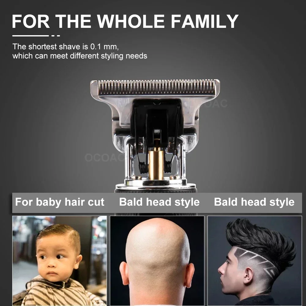T9 Rechargeble Hair Trimmer LCD Electric Clipper Oil Shaving Head Pusher Carving Beard Shaver for Men Care 6