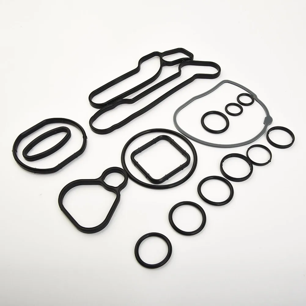 15pcs Engine Oil Cooler Gasket Seal oil cooler kit aluminum radiator aluminum radiator kit oil cooler gasket For Chevrolet Cruze Aveo Suit Sonic 12-16 Radiator Repair Kit 1.6/1.8