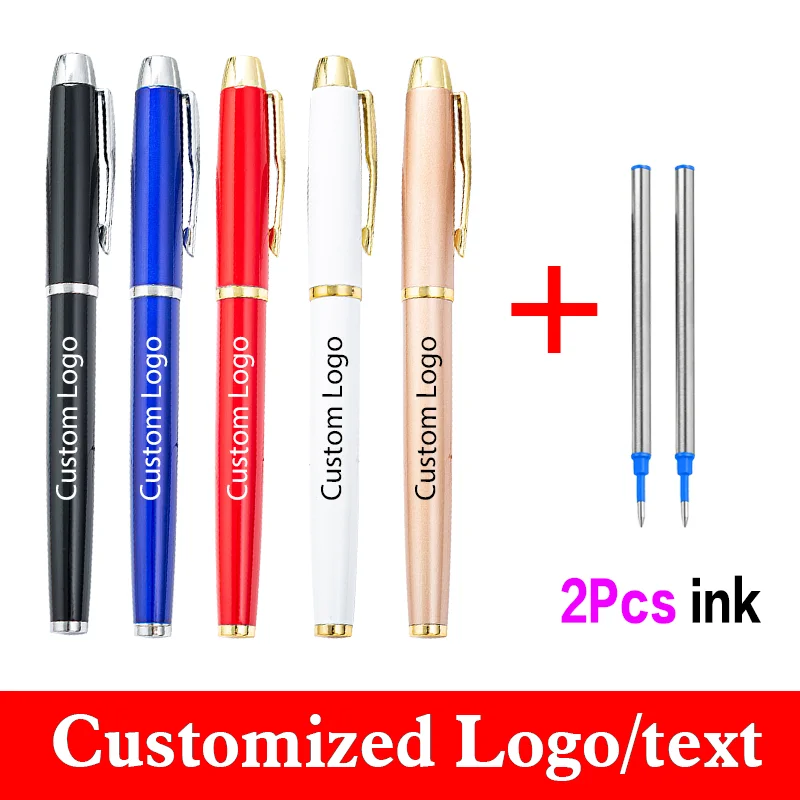 Metal Pen 3pcs/set High-end Business Signature Pen Get 2 Ink Custom Logo Exquisite Gift Pen Student Prize Stationery Wholesale