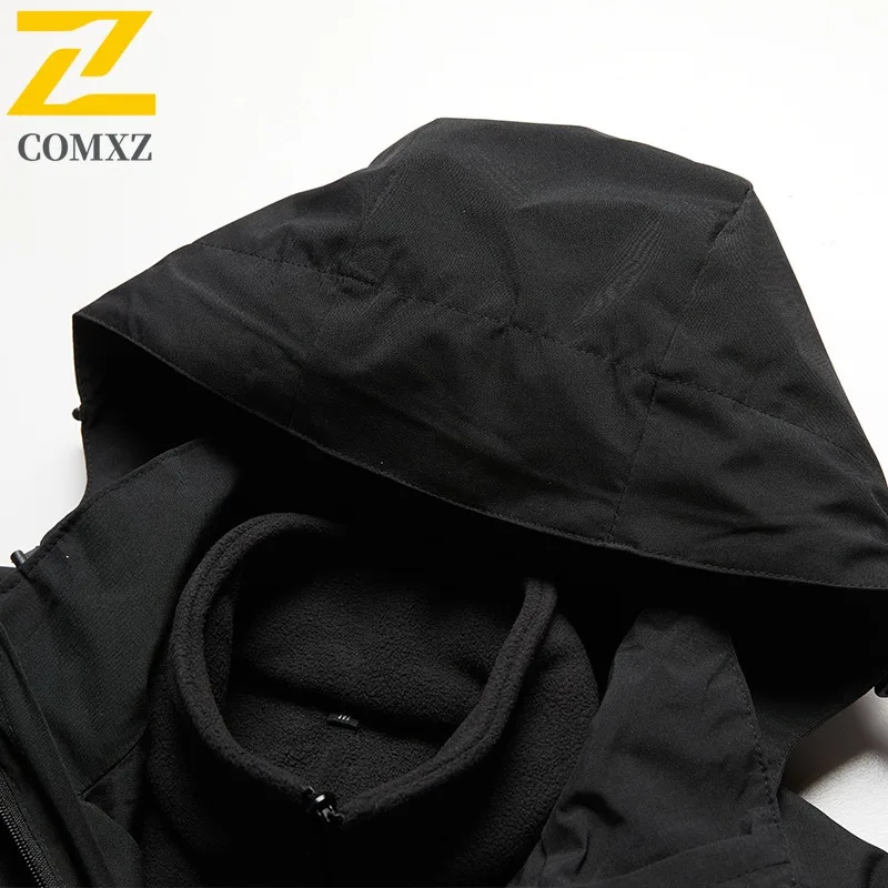 COMXZ Men Travel Jacket All-Purpose Hiking Design Windproof Zipper Coat Premium Hooded Lightweight Durable Autumn Clothing